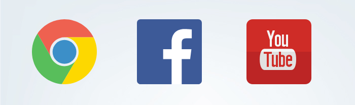 Google, Facebook, Youtube